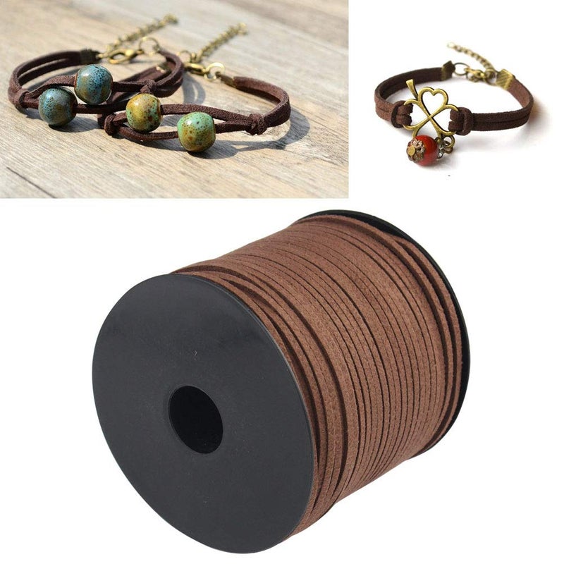Wobe 100 Yards Suede Cord, Leather Cord 2.6mm x 1.5mm Suede Lace Faux Leather Cord with Roll Spool for Bracelet Necklace Beading DIY Handmade Crafts Thread (Coffee) - Image 4